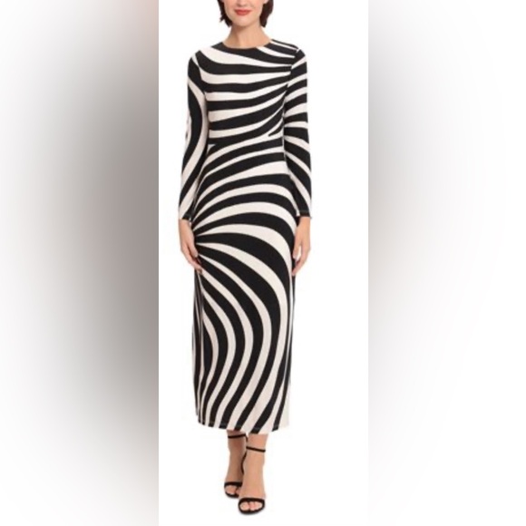 Donna Morgan Dresses & Skirts - Donna Morgan Striped Long Sleeve Maxi Dress Size 4